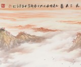 【已售】张慧仁六尺国画山水《故里桃花三月春》