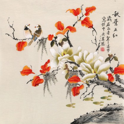 【已售】北京美协凌雪四尺斗方《秋叶正红》