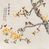 【已售】北京美协凌雪四尺斗方《玉兰双雀》