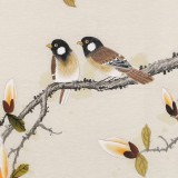 【已售】北京美协凌雪四尺斗方《玉兰双雀》