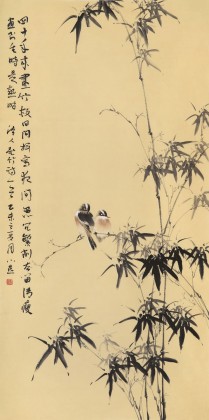 【已售】河南著名花鸟画家皇甫小喜 四尺 《雀鸣竹林》