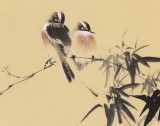 【已售】河南著名花鸟画家皇甫小喜 四尺 《雀鸣竹林》