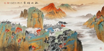 何华贤 四尺山水《秋山烟云》 颍淮书画名家