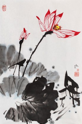 【已售】辽宁工美教授苗雨 四尺三开《清荷幽香》师从吴冠中（询价）