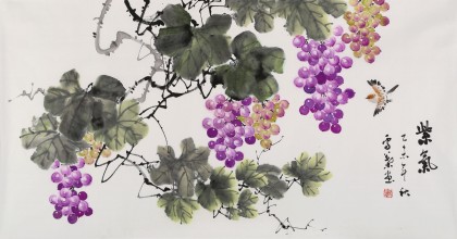 【已售】安徽美协何华贤 三尺《紫气》
