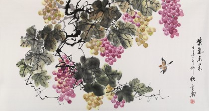 安徽美协何华贤 三尺《紫气东来》 - 葡萄画 - 99字画网