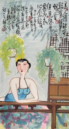 【已售】国家一级美术师王永刚 三尺《美人卷珠帘》(询价)