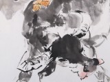 【已售】当代乡土童趣绘画名家尹和平 四尺斗方《小放牛》