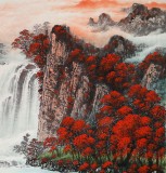 【已售】吴东小八尺聚宝盆山水画《鸿运当头》