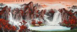 【已售】吴东小八尺聚宝盆山水画《鸿运当头》