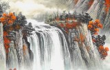 【已售】吴东小八尺聚宝盆山水画《春山晴晓》