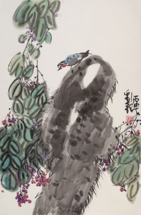 刘纪 四尺三开《花荫低语》 中国画大家 真迹收藏（询价）