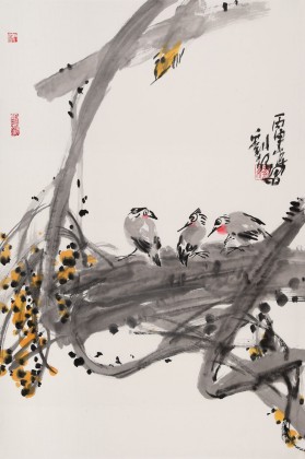 【已售】刘纪 四尺三开《春意闹》 中国画大家 真迹收藏