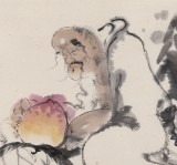 【已售】郭廷 四尺斗方《人间长寿仙》 当代独具特色的水墨人物名家（询价）