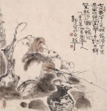 【已售】河北美协郭廷四尺斗方《垂钓图》（询价）