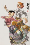 【已售】中国美协会员杨小华 四尺三开《轻歌曼舞》