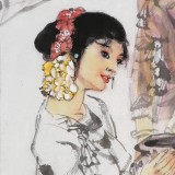 【已售】中国美协会员杨小华 四尺三开《汲水》