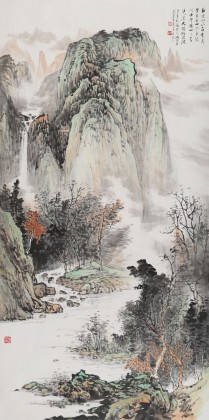 【已售】著名山水画家王连笙 四尺《云自无心水自闲》
