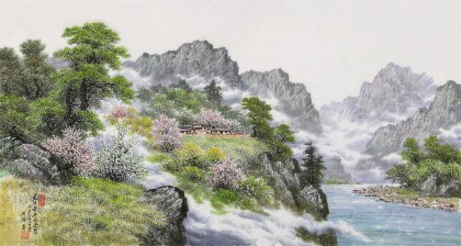 【已售】朝鲜名家蔡京华 四尺《山河之春》