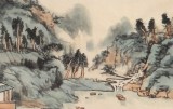 【已售】胡书文 四尺对开《溪山问道图》中国书画院创作院副院长