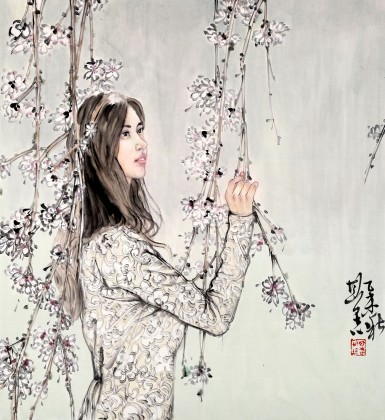 【已售】江苏赣榆美协副主席 王其志四尺斗方《春日》