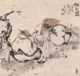 【已售】郭廷 四尺斗方《论道图》 当代独具特色的水墨人物名家（询价）