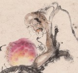 【已售】河北美协郭廷四尺斗方《来作人间长寿仙》(询价)