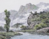 朝鲜画家蔡京华 四尺《小溪的清晨》