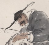 【已售】郭廷 四尺斗方《一人独占一江秋》 当代独具特色的水墨人物名家（询价）