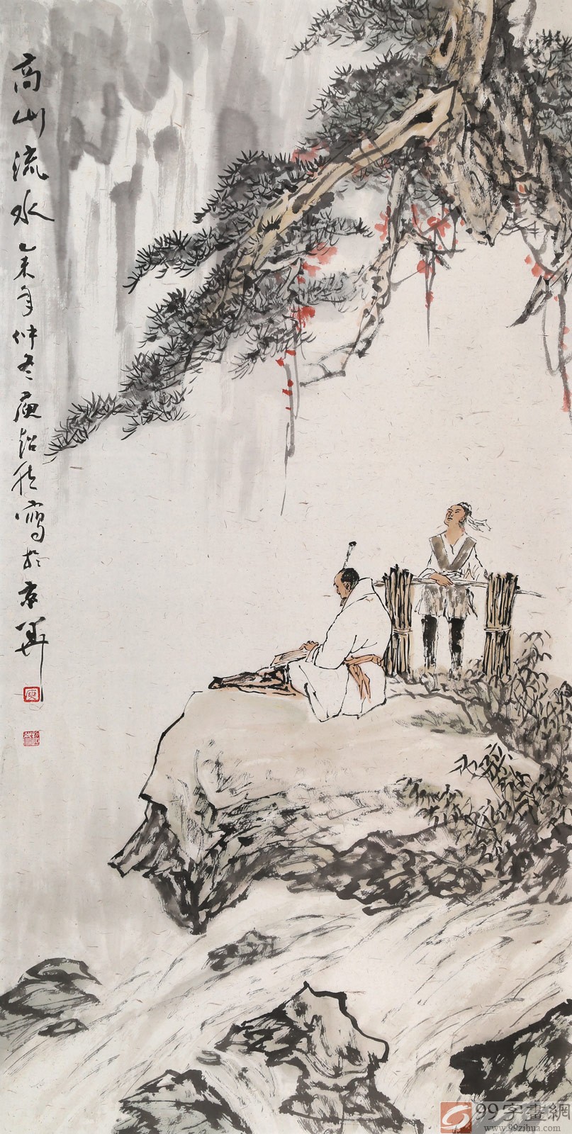 【已售】庾超然四尺人物画《高山流水》
