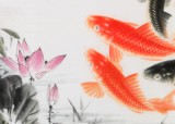 【已售】中国画院名家 周升达 四尺斗方《富贵久鱼》（询价）