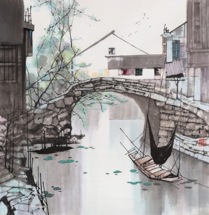 辽宁工美教授苗雨四尺斗方《江南》师从吴冠中- 写意山水画- 99字画网