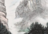 【已售】湖南省著名山水老画家唐圣熙 四尺《三峡雄姿》