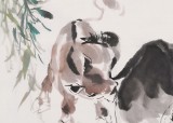 【已售】当代乡土童趣绘画名家尹和平 四尺斗方《夏韵》