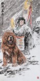 【已售】王贵邱四尺国画藏獒《风雪高原》