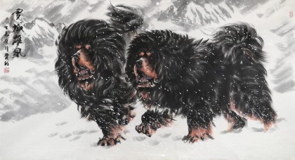 【已售】王贵邱六尺国画藏獒《雪域雄风》
