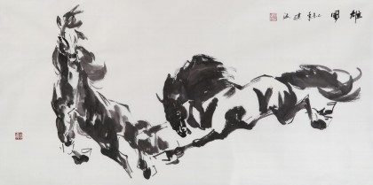 【已售】周建设 四尺《雄风》著名画家 台北故宫书画院教授