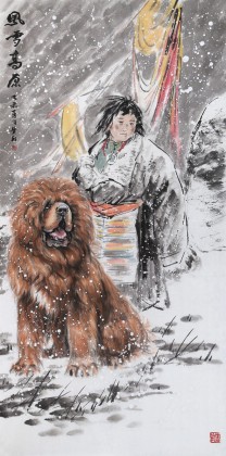 【已售】王贵邱四尺国画藏獒《风雪高原》