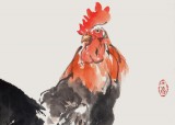 【已售】中美协会员 画坛名家王向阳 三尺《空中闻天鸡》(询价)