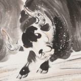 【已售】著名牦牛画家 王文煜 四尺《牛气冲天》