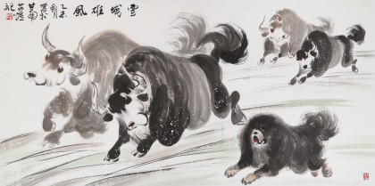 【已售】著名牦牛画家 王文煜 四尺《雪域雄风》