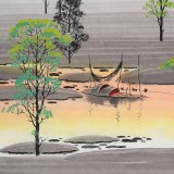 【已售】当代彩墨山水创始人张泉踪四尺《青山生瑞气 春水映祥云》