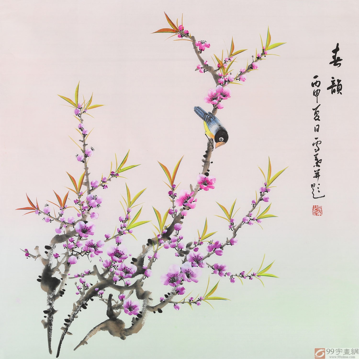 安徽美协何华贤 四尺斗方《春韵》 - 花鸟画 - 99字画网