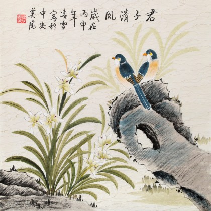 【已售】北京美协凌雪三尺斗方《君子清风》