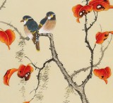 【已售】北京美协凌雪四条屏花鸟画《春花秋月》