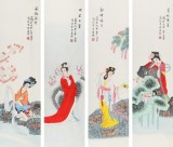 【已售】北京美协凌雪四条屏人物画《四大美人》