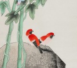 【已售】北京美协凌雪四条屏花鸟画《四时花鸟》