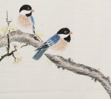 【已售】北京美协凌雪四条屏花鸟画《喜乐多福》