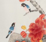 【已售】北京美协凌雪四条屏花鸟画《四时花鸟》