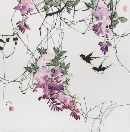 【已售】辽宁工美教授苗雨 四尺斗方《紫气东来》师从吴冠中